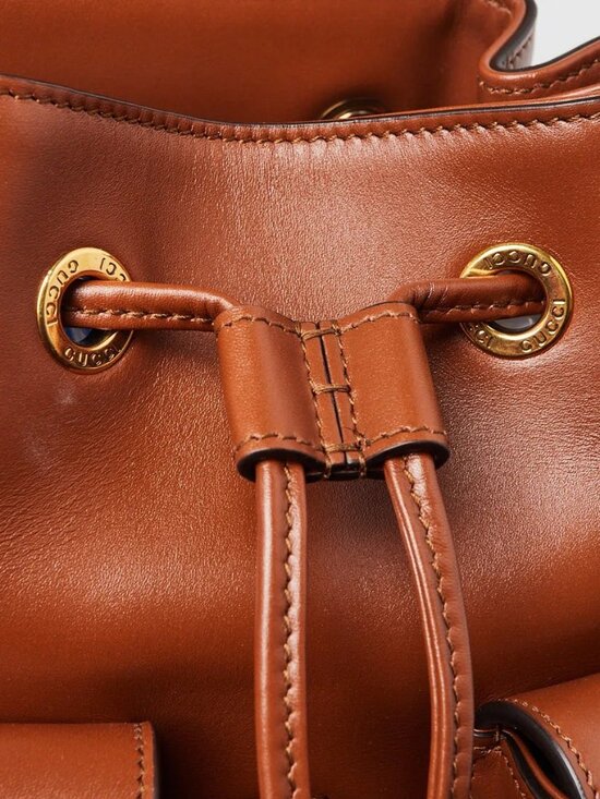 Gucci Brown Smooth Leather Bamboo Handle Small Backpack Bag main image 9